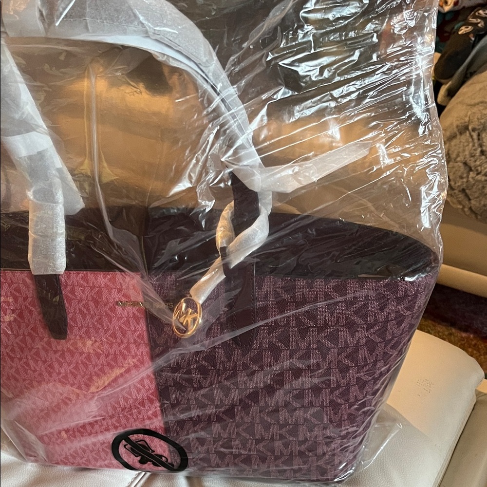 Michael Kors Two-Tone Pink and Purple Tote - Picture 13 of 14